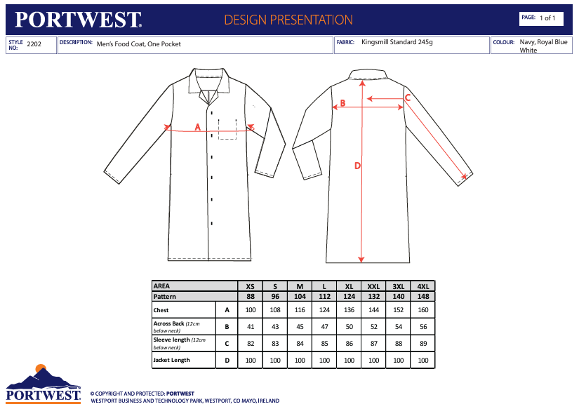 Hygiene Food Coat White
