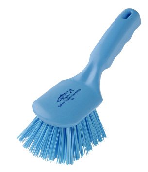 Stiff Short Handled Brush Blue