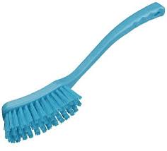 Stiff Long Handled Brush Blue